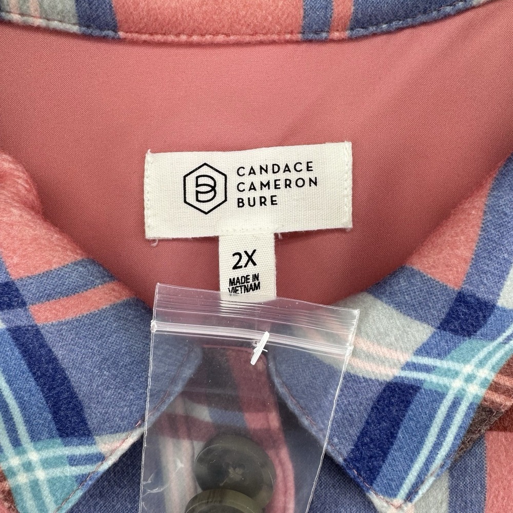Candace Cameron Bure Ruffle Sleeve Shirt Jacket Shacket 2X Blossom Plaid - Picture 6 of 11
